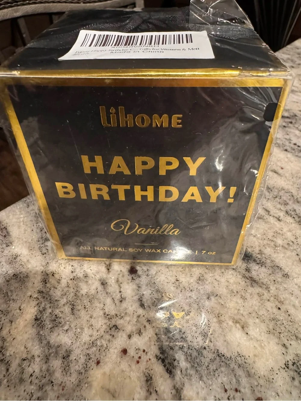 iHome Black & Gold Happy Birthday Vanilla Scented Candle